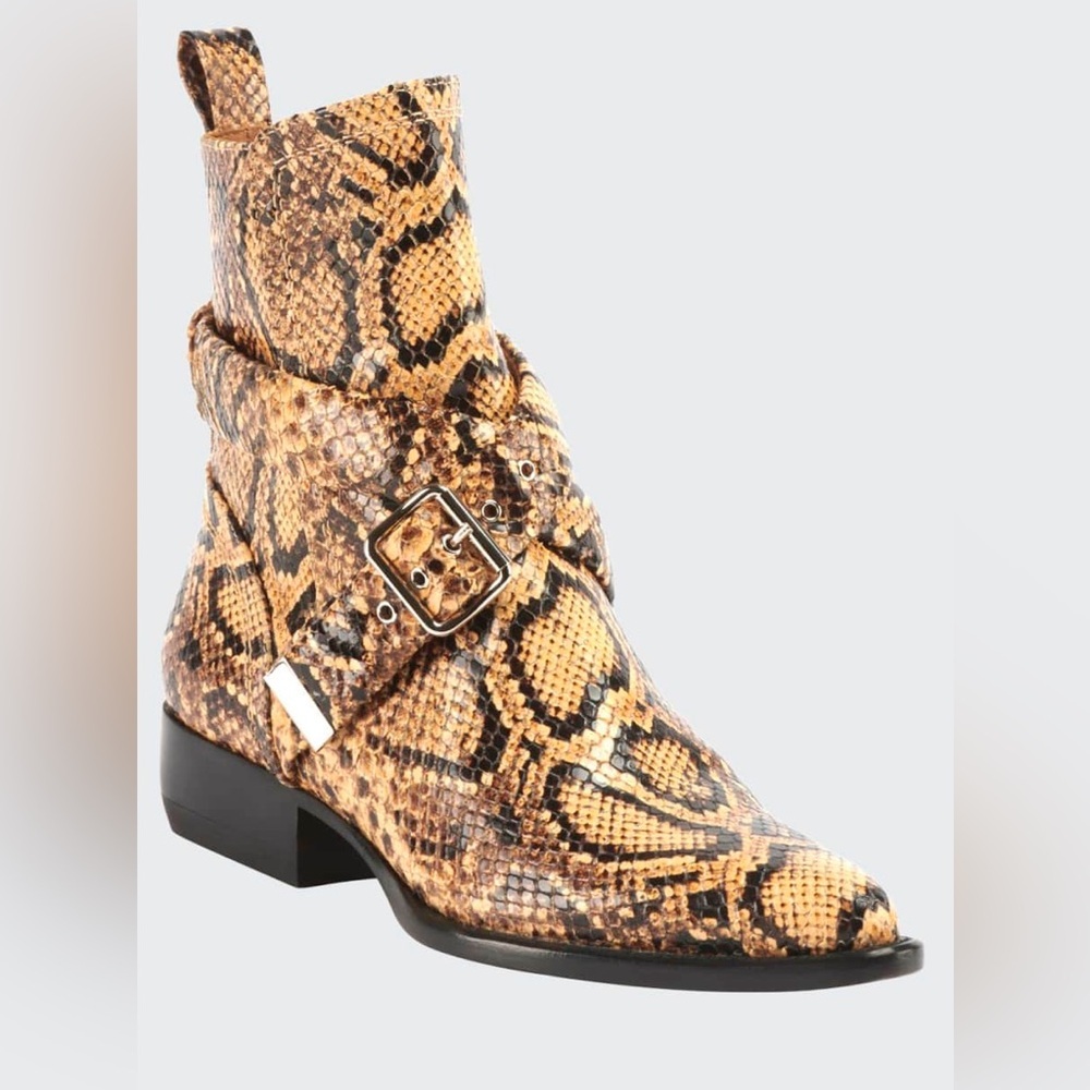 Rylee Python-Embossed Belted Booties Eu 38.5 - image 1